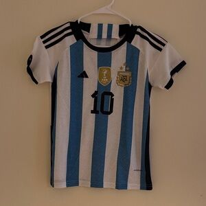 adidas Kids Blue and White Soccer Jersey #10 Messi 2022